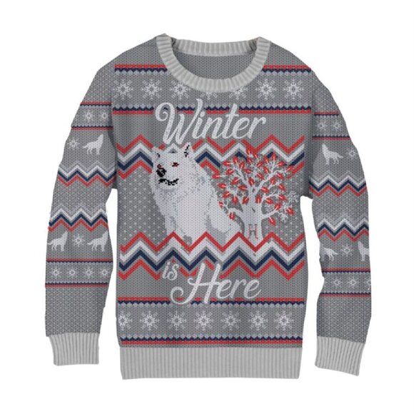 Game of Thrones Winter Is Here Fair Isle Holiday Graphic Sweater - Picture 1 of 5